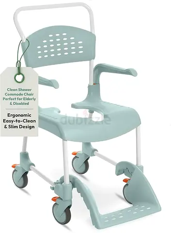 Etac Clean Shower Commode Chair, Clean Green Seat, 19.25H
