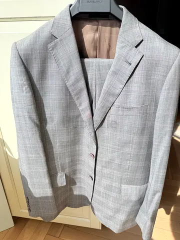 Light grey mens Valentino suit - single breasted, size M-L