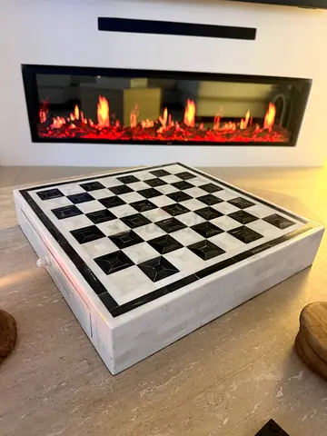 Bone Inlay Chess Board Set (Storage Base)