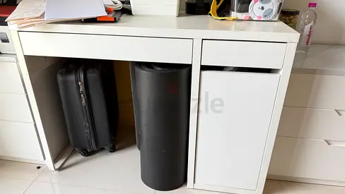 Ikea White Desk with Drawers and Built-in Trash Compartment - Good Condition