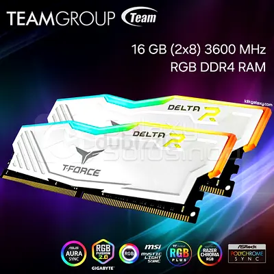 16 GB RGB DDR4 RAM (2x8GB) 3600 MHz Memory Brand New for Desktop Gaming PC T-Force 16GB DDR4 White