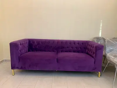 Deep purple color velour sofa