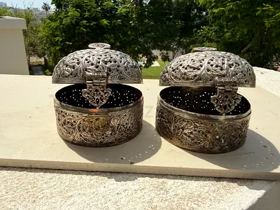 Vintage Handcrafted Ornate Decorative Boxes – Pair