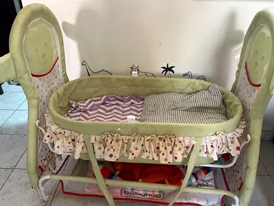 Babyhug Bassinet / Cradle with Storage - Light Green, Good Condition