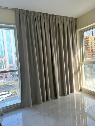 Beige Double Blackout Curtains – 5 Meter Coverage – Premium Heavy Fabric - ستارة مودرن لون بيج راقٍ،