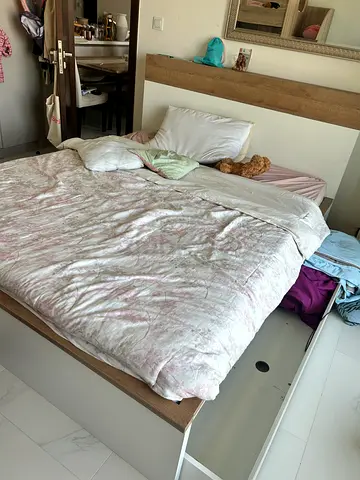 Queen bed with trundle bed
