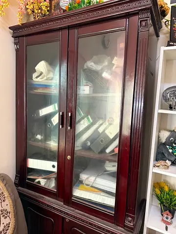 Urgent sale - Mahogany Glass Display Cabinet / Bookcase - Solid Wood