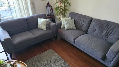 Gray 2-piece  3-piece Fabric Sofa Set — Comfortable Living Room Seating