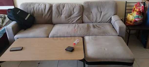 3-seater fabric sofa with ottoman - good used condition
