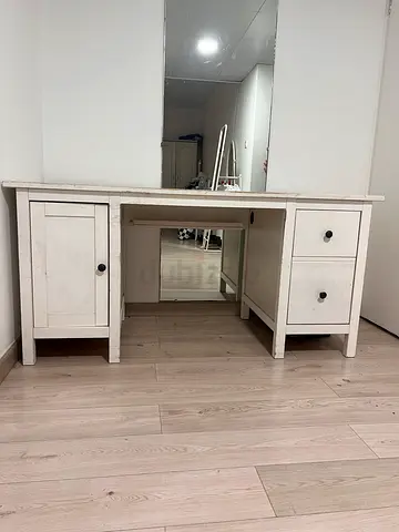 White Wooden Dressing Table / Vanity with Mirror and Storage