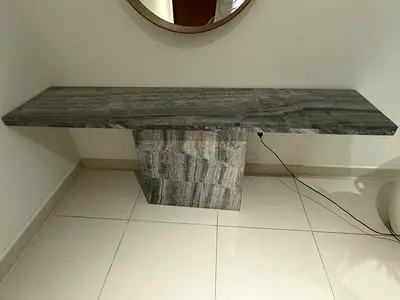 Grey Marble Console Table — Slim Entryway Table