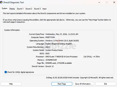 Gaming PC Specs Screenshot - Ryzen 9 7980X3D, 32GB RAM, Windows 11