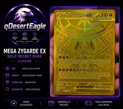 Mega Zygarde EX Gold Secret Rare Pokémon Card - #124/088 (Near Mint)