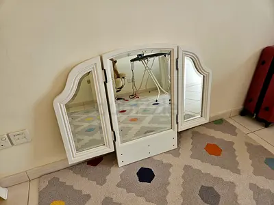 White Tri-Fold Wall Mirror (Good Condition)