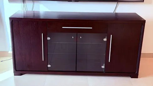 Modern Dark Wood TV Console / Storage Cabinet