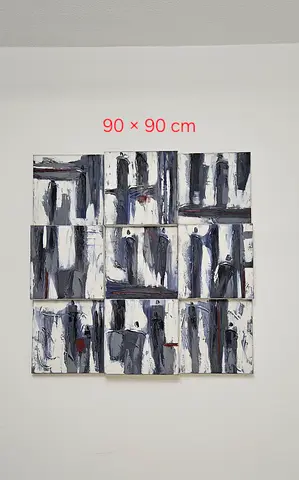 Abstract 3D - 9 Panel Mixed Media Wall Art - 90 x 90 cm