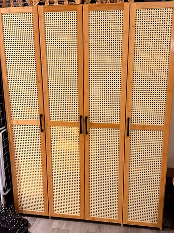 Solid Wood 4-Drawer Rattan Front Dresser / Chest