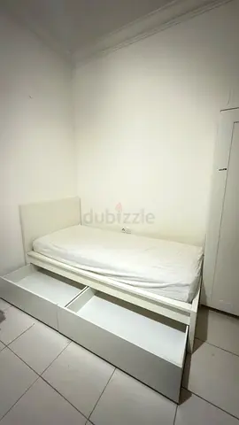 Ikea Malm Single Bed with 2 Storage Boxes and Mattress