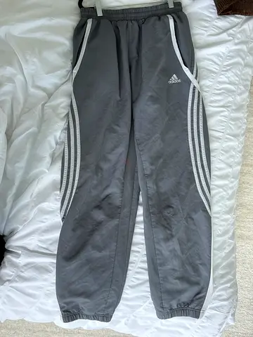 Vintage Adidas Y2K Track Pants Grey 3-Stripes -casual style, size S