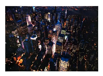 Framed Nighttime Aerial City Photography Print
