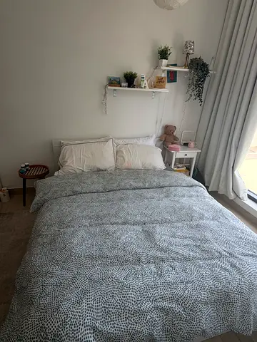 Queen bed with mattress and bedding - simple bedroom set