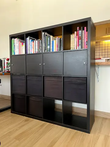 IKEA KALLAX 4x4 Shelf Unit with Inserts -Black