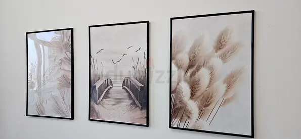 Set of 3 Minimalist Framed Wall Art Prints - Neutral Botanical/Coastal
