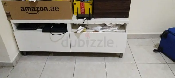 Low white TV cabinet / media console, 2-drawer, modern Iran material