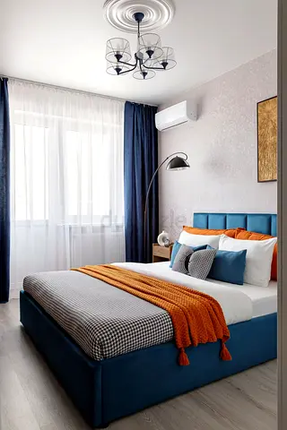 Modern Teal Upholstered Bed Frame with Padded Headboard