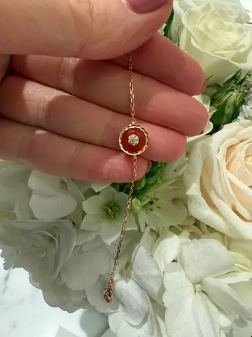 Bracelet | Rose Gold Diamonds Red Agate | Korloff Paris | Brand new with box  certificate