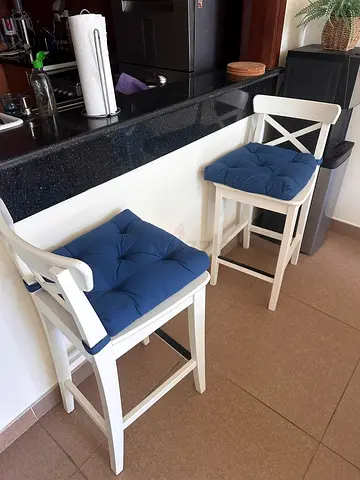 IKEA INGOLF Bar Stools ×2 – White, with Backrest