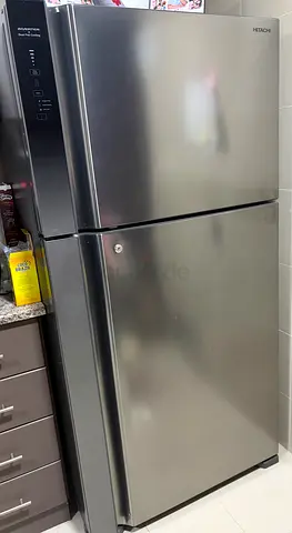 Hitachi Stainless Steel Double Door Refrigerator - Good Condition