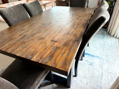 Modern Rustic Wooden Dining Set with 6 Chairs
