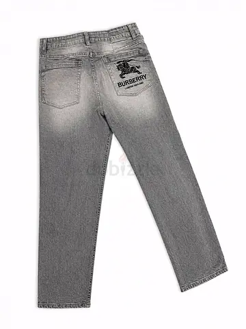 Grey Burberry Logo Jeans - Straight Fit