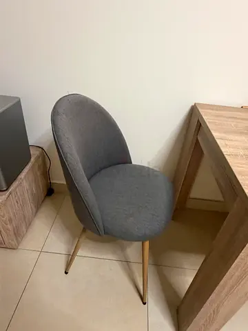 Grey Fabric Dining/Desk Chair with Wooden Legs