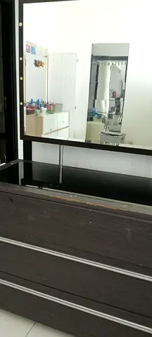 Dresser with Large Mirror - Dark Wood