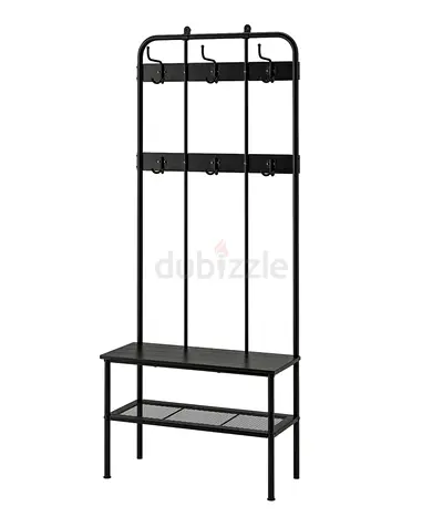 Metal Hall rack with Bench and Shoe Storage - Black, NIPASEN IKEA