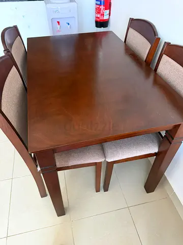 Solid Wood 4-Seater Dining Table with Chairs