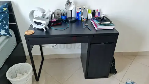 IKEA black office desk with drawers — good condition