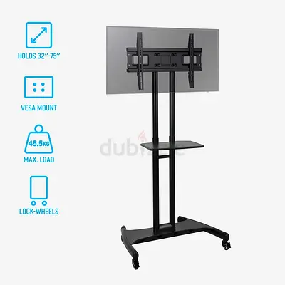 Mobile TV Stand with Wheels for 32-75 inch Screens loading capacity 50kg