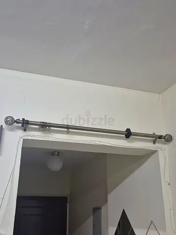 Double Curtain Rod Set with Decorative Finials (Metal, Silver)