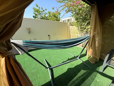 Portable outdoor hammock with metal stand - used, good condition
