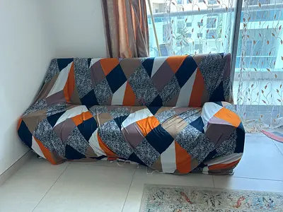 3-Seater Sofa bed with Removable Geometric Cover - Good Condition