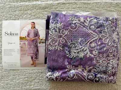 Purple embroidered Salwar Kameez set - new, unstitched