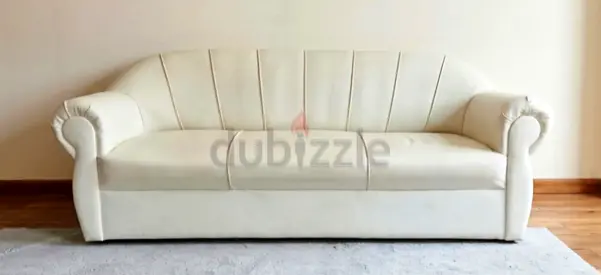 Cream White 3-Seater Sofa - Good Condition