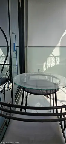 Glass Top Round Bistro Table with Metal Frame and 2 seats