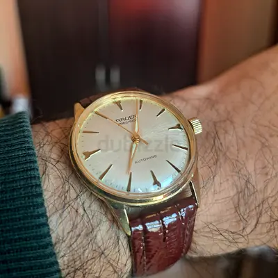 Gruen Precision Vintage gold-tone mens wristwatch with brown leather strap - Automatic