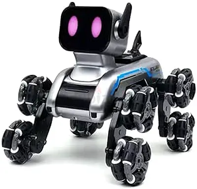 Programmable 6-Wheel STEM Robot Toy with LED Face and Remote Control