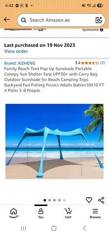 Portable Pop-Up Beach Canopy Sun Shelter, 5-8 Person (with 4 poles)