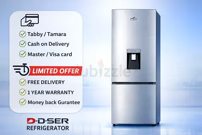 D-Star Bottom Freezer Refrigerator Water Dispenser Bottom Mount Freezer DS-310RW (Silver)